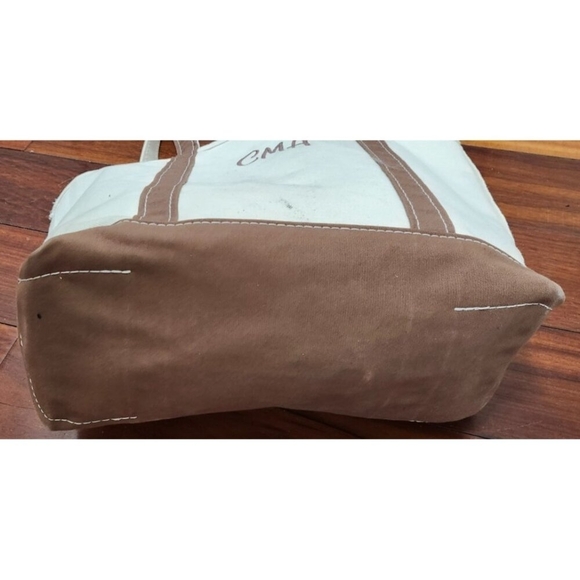 L.L.Bean Boat and Tote Canvas Bag Small White Brown Monogram CMA Made in USA - Picture 9 of 13